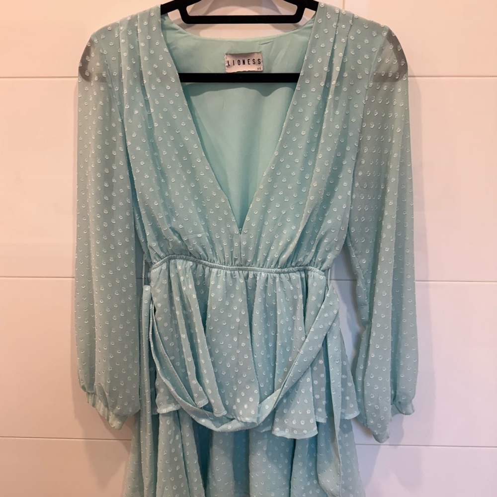 Lioness Sky Blue Dotted Dress